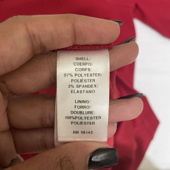 MAGGY LONDON Shift Red Dress Puff Sleeves Keyhole Neck Dress Womens 14 Pullover - Picture 7 of 7